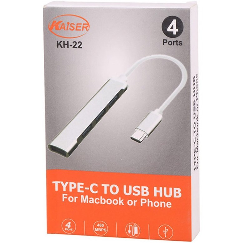 هاب 4 پورت Type-C کایزر KH-22