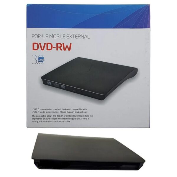 باکس دی وی دی اکسترنال لپ تاپ Pop-Up Mobile Sata 9.5mm-USB3 نازک مشکی