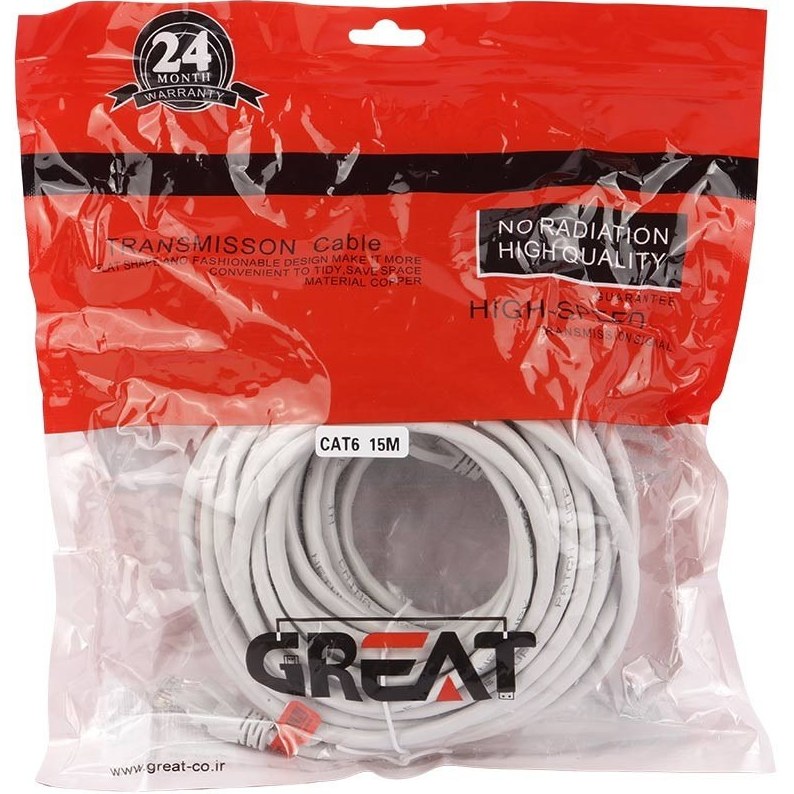 کابل شبکه CAT6 طول 15 متر GREAT