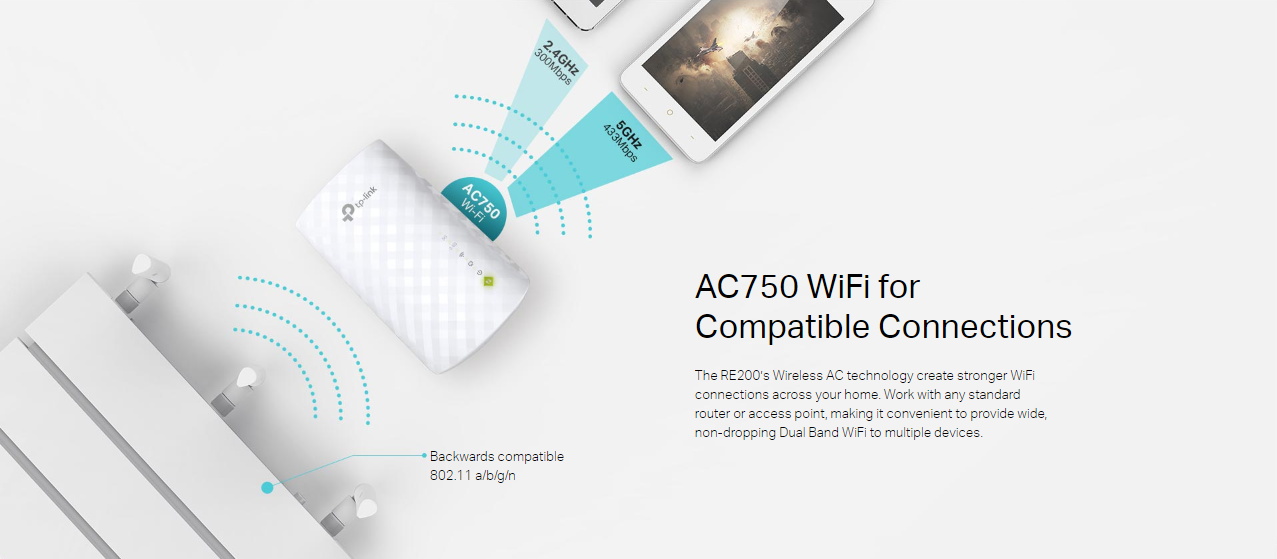 توسعه دهنده شبکه بیسیم و دوباند AC750 تی پی لینک مدل RE200